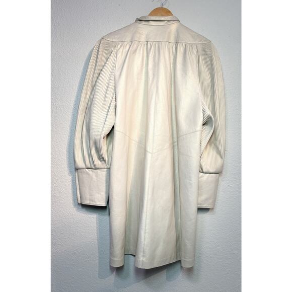 VTG Dero Enterprises Rocco D’Amelio Ivory Leather Women Coat Pleated Sleeves MED - Picture 4 of 10